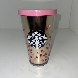 Starbucks 2017 Pink/Red Lid Tiny Hearts Valentine Day Acrylic Tumbler 16 oz